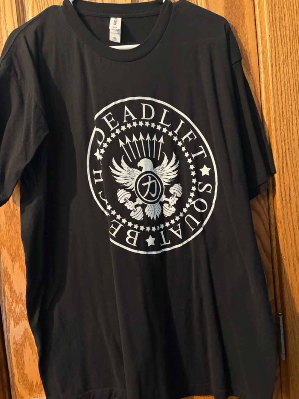 Tultex Black Men's Short Sleeve Tee with White Deadlift Graphic
